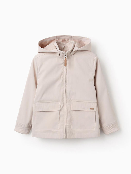 Kids' Casual Jacket Short with Hood Beige