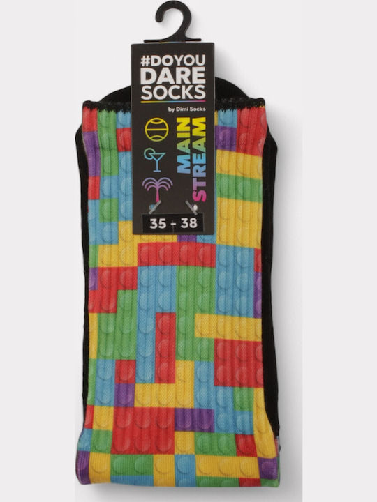 Κάλτσα #doyoudaresocks By Dimi Socks Digital Printed Casual Tetris Ds70022-πολύχρωμο