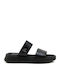 Δερμάτινα Γυναικεία Σανδάλια Flatforms Μαύρα