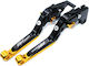 Innovaciones MS Set of Motorcycle Brake/Clutch Levers Flexible Adjustable for Kymco AK550 2017-2023 Black XX-1550-GOLX