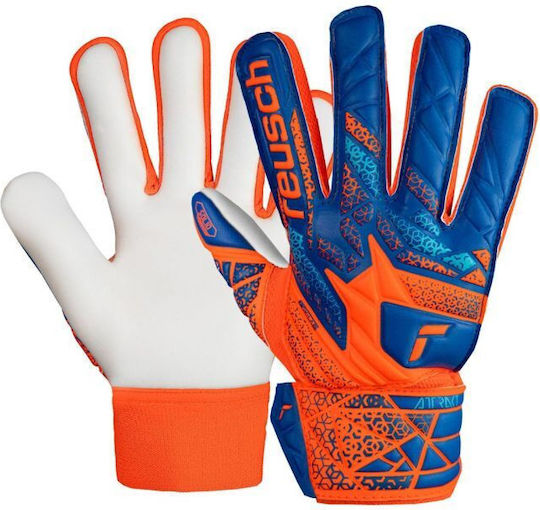 Reusch Attrakt Starter Solid Finger Support Kids Goalkeeper Gloves Orange