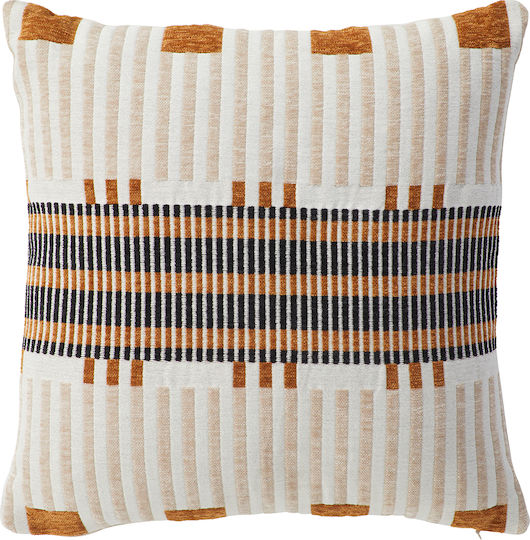 Atmosphera Atmosphera Sofa Cushion Jacquard 100% Cotton Ecru Brown 40x40cm
