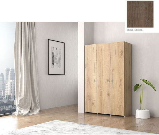 Τρίφυλλη Ντουλάπα 120x50x180cm Μόκα