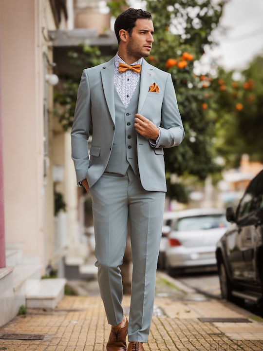 Vittorio Artist Men's Suit with Vest Mentas