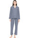 Pink Label Winter Damen Pyjama-Set Blau