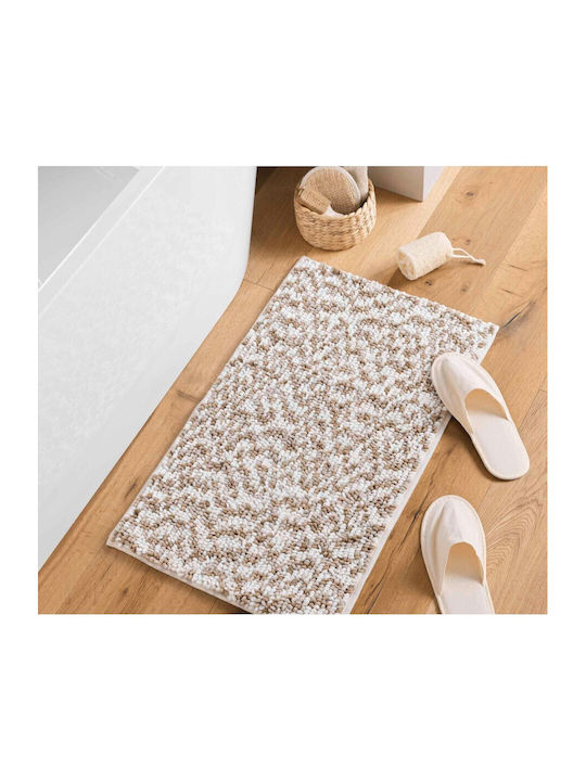 Atmosphera Bath Mat Microfiber 1802084 Beige White 45x75cm