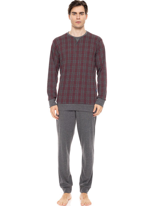 Ulisse Winter Men's Cotton Pajama Burgundy W-M707 Type
