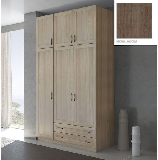 Τρίφυλλη Ντουλάπα με Πατάρι Μόκα 152x60x233cm