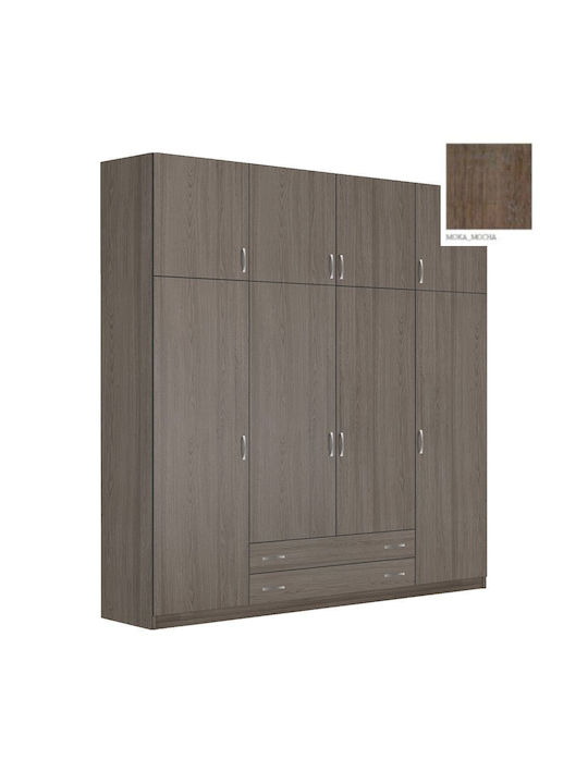 Patru uși Dulap de Haine cu Spațiu de Depozitare Mocha 60x60x202cm