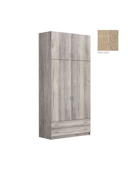 Double Door Wardrobe with Loft Latte 102x60x233cm