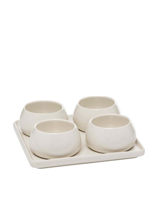 Atmosphera Nora Dessert Turm Ständer & Tabletts mit Basis aus Porzellan Weiß Ø8xY6.8cm P20xM20xY6.8cm 4 Stück