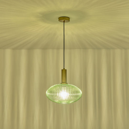 Eurolamp Topaz Κρεμαστό Φωτιστικό Πράσινο με Ντουί E27 30x30x17.1εκ.