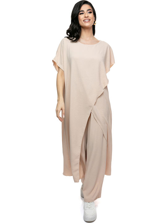 RichgirlBoudoir Women's Beige Set with Trousers Loose Fit