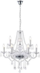 Eurolamp Chandelier with Crystals White Eurolamp Chandelier with Crystals White