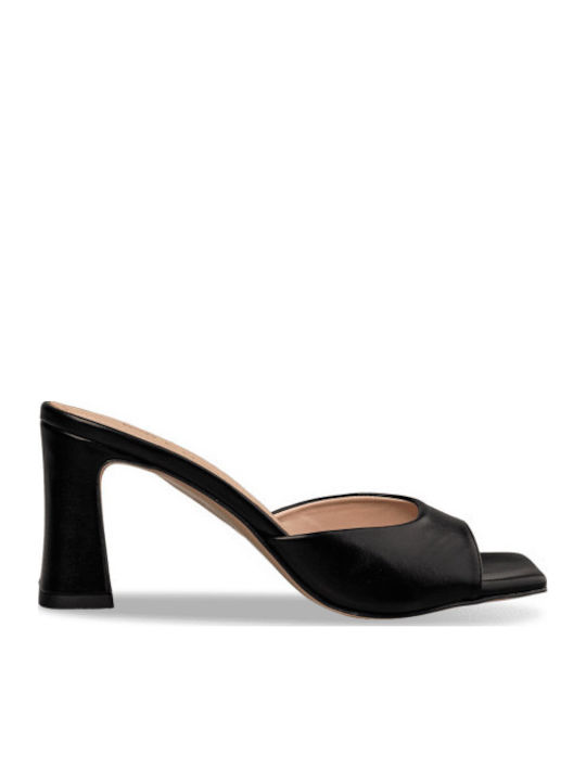 Envie Shoes Mules με Χοντρό Τακούνι σε Μαύρο Χρώμα