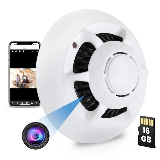 Шпионска камера димен детектор Iuni D103 16 Gb Wi-fi изглед 4k детекция на движение