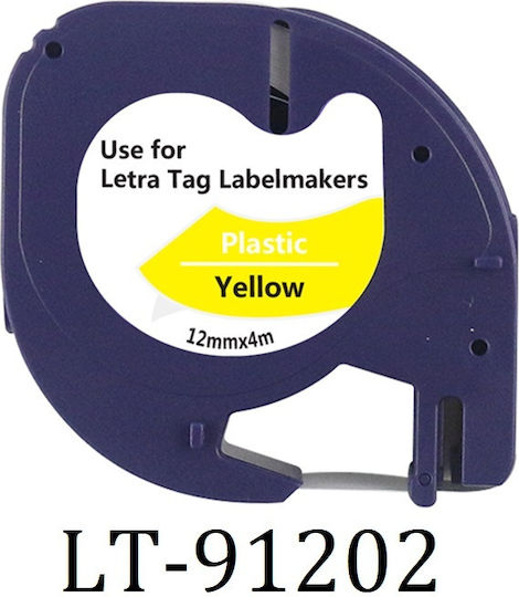 Letratag 91202 Ταινία Ετικετογράφου σε Μαύρο Χρώμα Συμβατή με Dymo LetraTag/LT