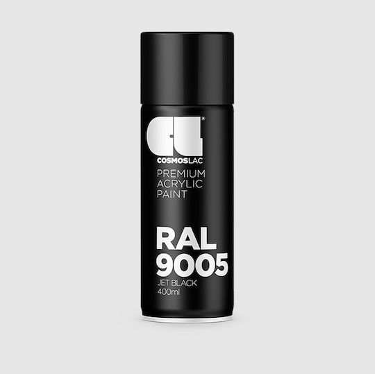 Cosmos Lac Spray Paint Acrylic with Matt Effect Black RAL9005 MATTE BLACK 400ml