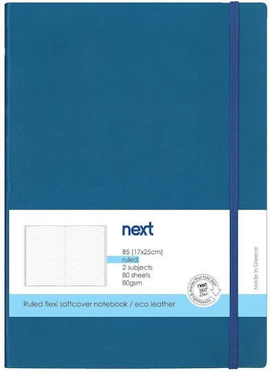 Next Carnet 80 Foi B5 Cu dungi cu Elastic Albastru