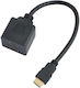 Estillo Конвертор Сплитер HDMI Мъжко към 2 x HDMI Женско Черен