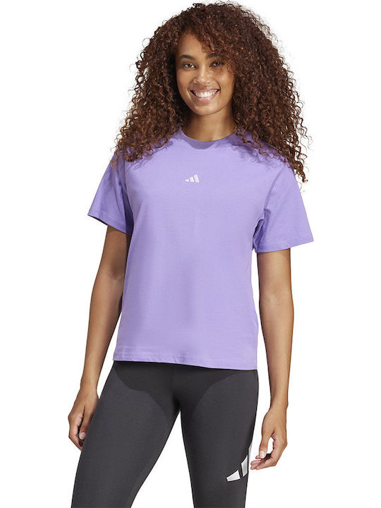 adidas Women's Blouse Cotton Short Sleeve Purple JI6076