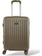 Playful Bags Cabin Travel Suitcase Hard Gold with 4 Wheels Height 55cm