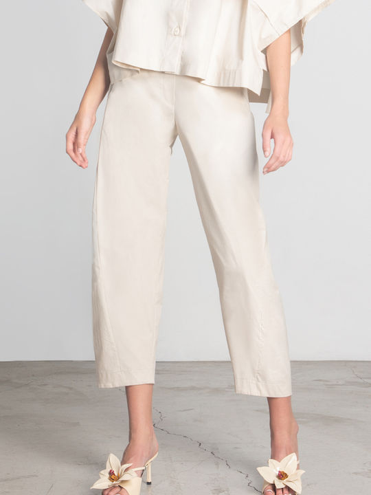 Moutaki Damen Stoff Hose in Ballon Schnitt Vanilla
