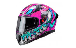 Pilot Snake SV Volles Gesicht mit Sun Visor ECE 22.06 Reptile-X Pink Gloss