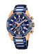 Festina Ανδρικό Ρολόι 45mm Χρονογράφος Μπαταρίας με Ροζ Χρυσό Μεταλλικό Μπρασελέ