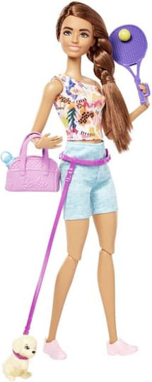 Barbie Wellness Doll Workout Outfit with Puppy, Roller Skates And Tennis for 3+ years+ Years