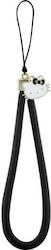 Hello Kitty Nylon Cord Kitty Head Phone Charm Black