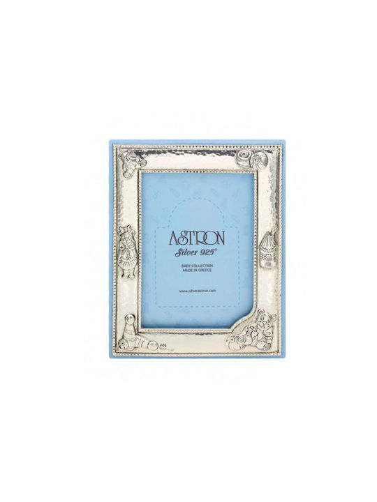 Kinder-Bilderrahmen in Hellblau mit Silberfolie 9 x 13 cm – Silberfolie