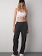 High Waist Sweatpants Flared Fleece Gray