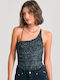 Εμπριμέ Off Shoulder Κορμάκι Τούλι