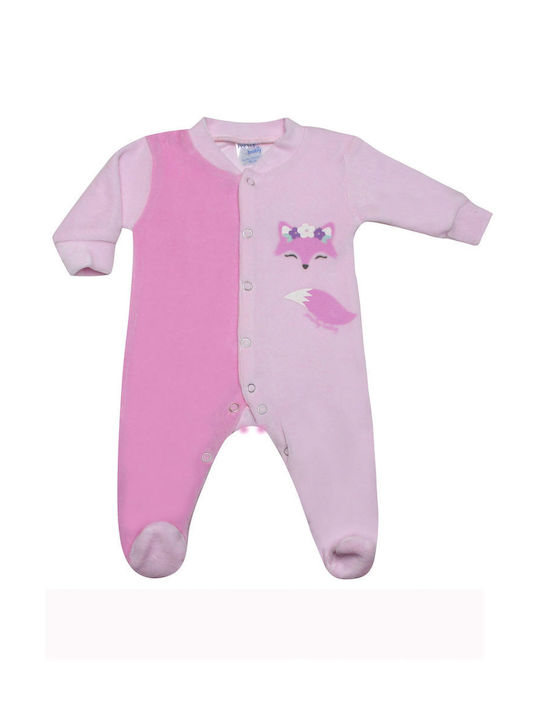 Pretty Baby Babystrampler Langärmliges Samt Rosa