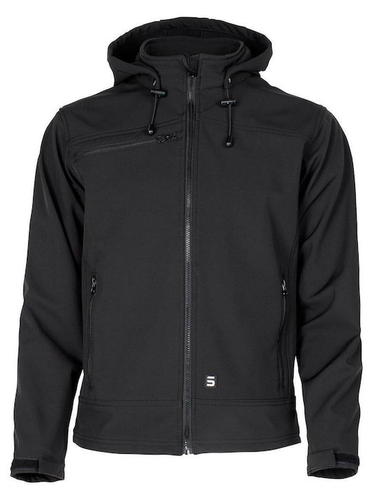 STOP Arbeitsjacke Softshell mit Fütterung Fleece und abnehmbarer Kapuze Marineblau