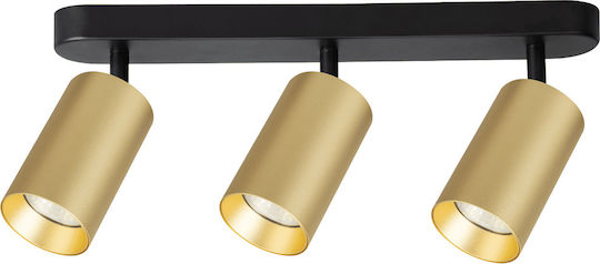 Eko Light Dreifach Spot mit Fassung GU10 in Gold Farbe