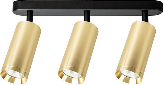 Eko Light Τριπλό Σποτ με Ντουί GU10 σε Χρυσό Χρώμα