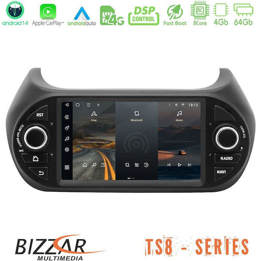 Bizzar Ηχοσύστημα Αυτοκινήτου για Peugeot Bipper Fiat Fiorino / Qubo Citroen Nemo 2008 (Bluetooth/USB/WiFi/GPS/Apple-Carplay/Android-Auto) με Οθόνη Αφής 7"