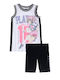 Kids' Set with Leggings Summer 2pcs White-black