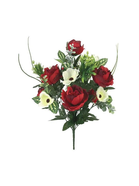Bouquet Rose Poppy Red/Cream H50cm 5/20box 00-0...