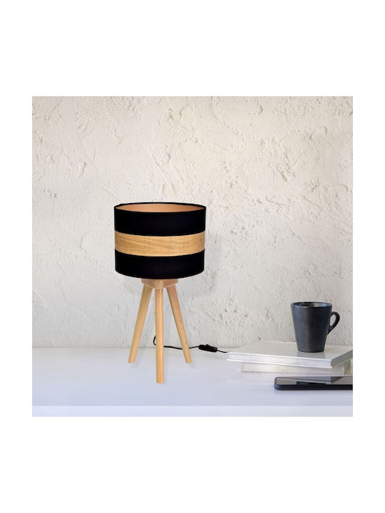 Eko Light Wood Table Lamp for Socket E27 with Orange Shade and Base