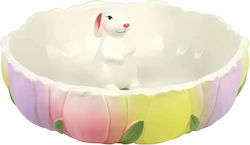 Διακοσμητικό Μπολ Flower Bunny Κεραμικό Παστέλ Χρώματα Ø25x12cm Hintsdeco Collection