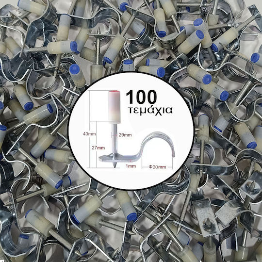 Pipe Fastening Nail Gun Height 27mm Opening 20mm 100 Pieces Sks Tools 40030005