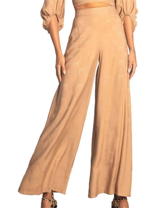 Women's High-waisted Fabric Trousers Camel