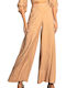 Women's High-waisted Fabric Trousers Camel