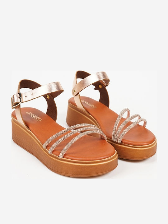 Women's Ankle Strap Platforms Gold