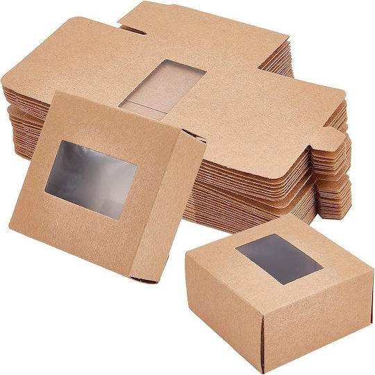 Film Square Paper Box for Gift Transparent 8x4x8cm. 5pcs