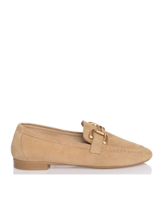 Sante Δερμάτινα Γυναικεία Loafers σε Μπεζ Χρώμα