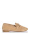 Leather Women's Loafers in Beige Color